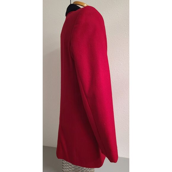 Vtg 90s Norton Mcnaughton 100% Wool Red Blazer Jacket Sz 6 Velvet Trim Tailored - Picture 8 of 10
